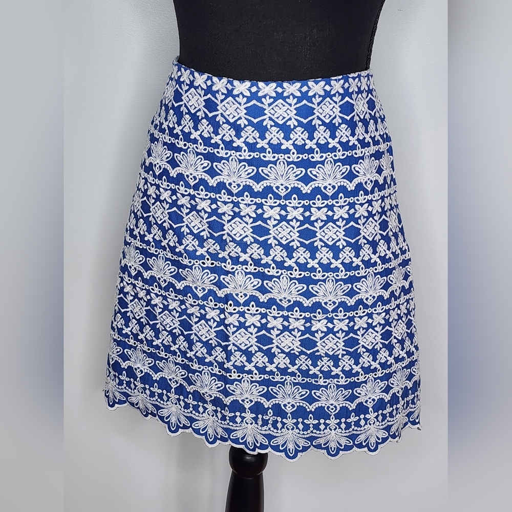 Ann Taylor Loft Blue Lace Skirt, Size 14